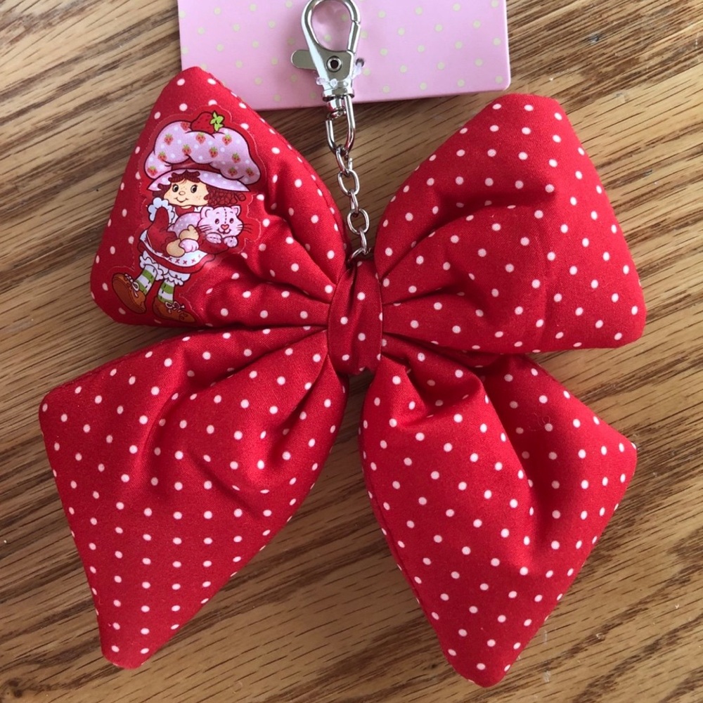Strawberry Shortcake Soft Cushion Bow Keychain Bag Charm 🍓